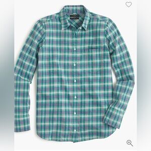 J. Crew Boy shirt in green and blue plaid Size 4 button down long sleeve cotton